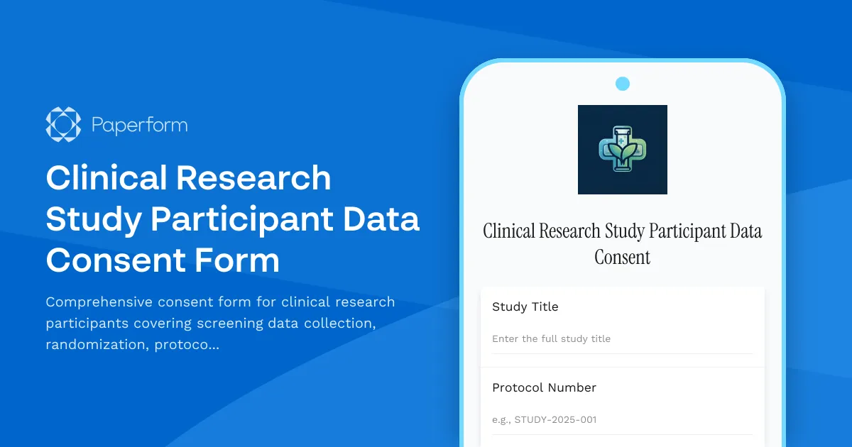 Clinical Research Study Participant Data Consent Form