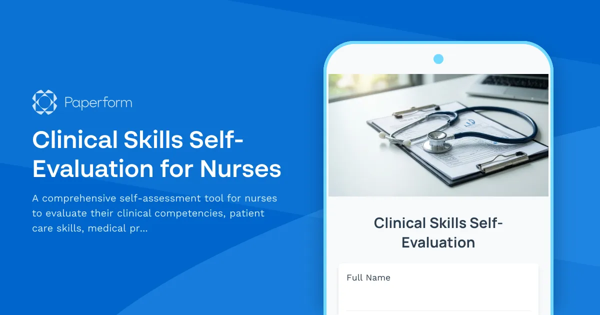 Clinical Skills Self-Evaluation for Nurses