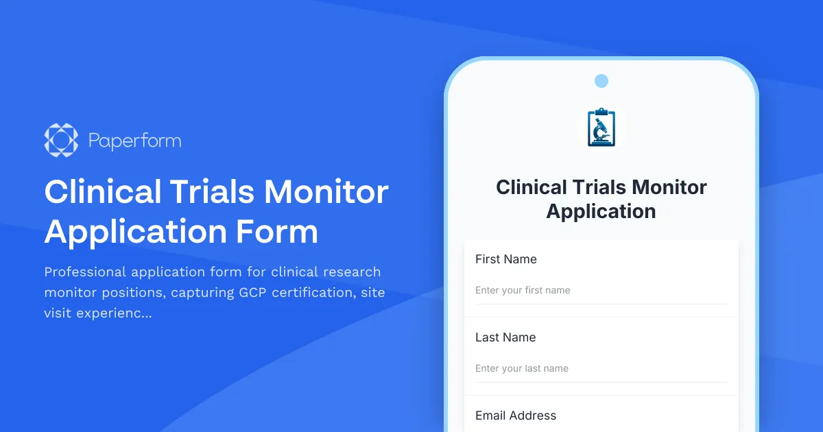 Clinical Trials Monitor Application Form