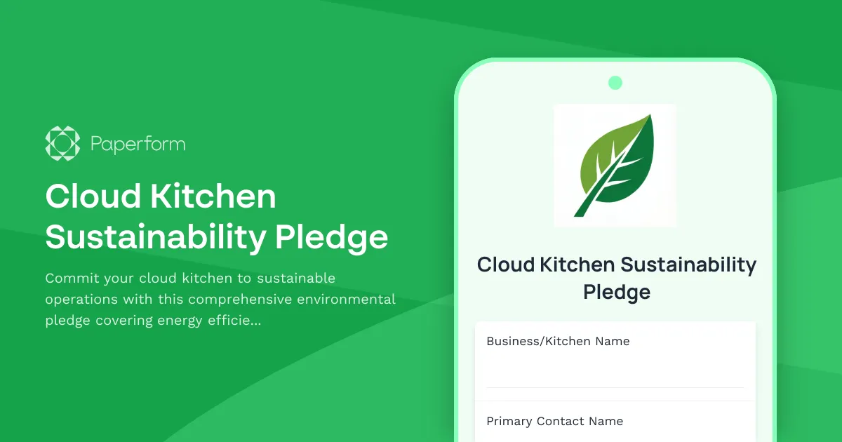 Cloud Kitchen Sustainability Pledge