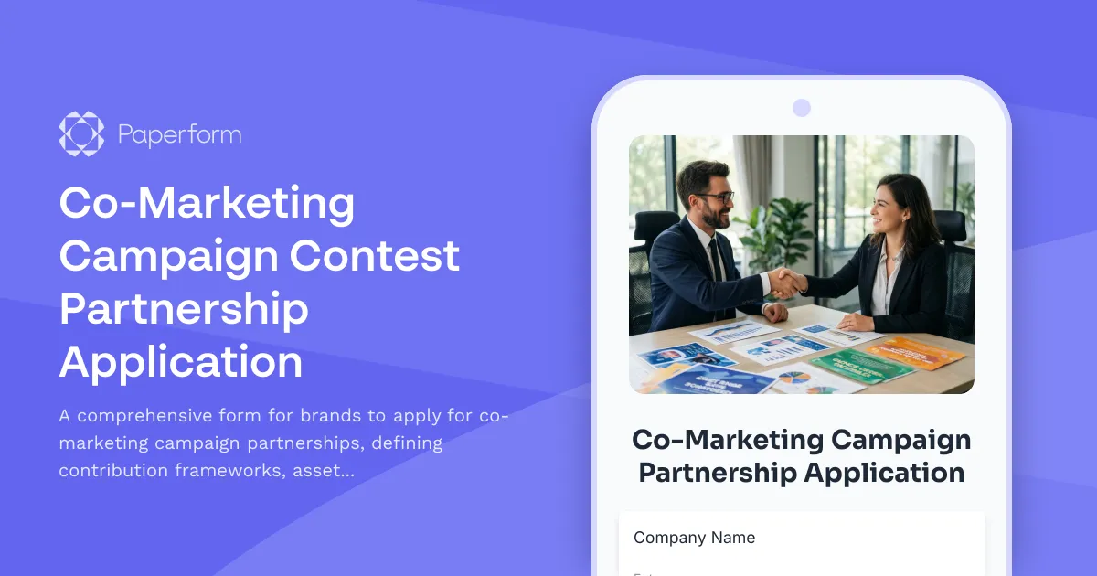 Co-Marketing Campaign Contest Partnership Application