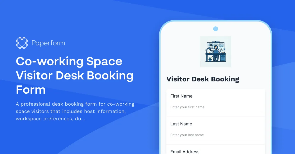 Co-working Space Visitor Desk Booking Form
