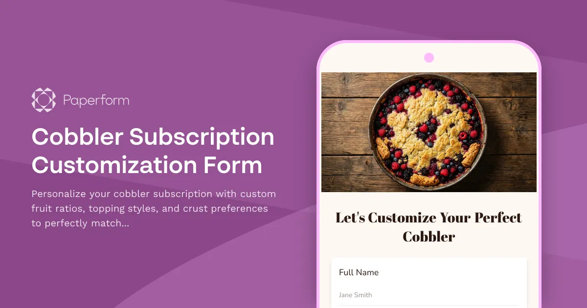 Cobbler Subscription Customization Form