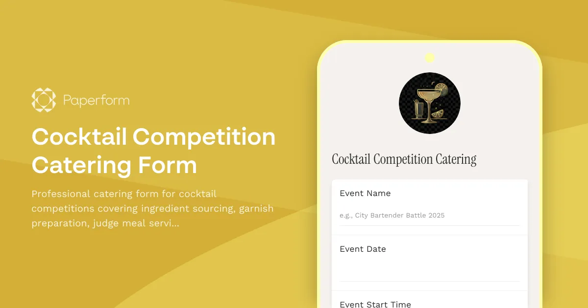 Cocktail Competition Catering Form