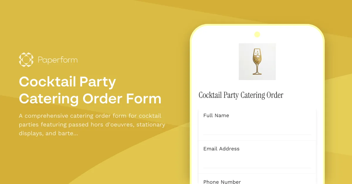 Cocktail Party Catering Order Form