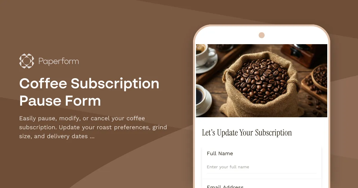 Coffee Subscription Pause Form