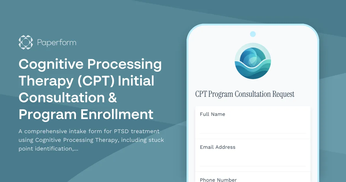 Cognitive Processing Therapy (CPT) Initial Consultation & Program Enrollment