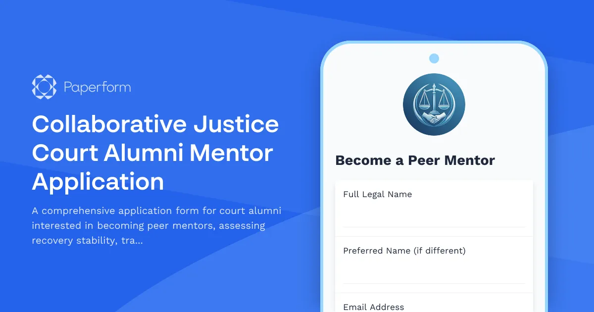 Collaborative Justice Court Alumni Mentor Application