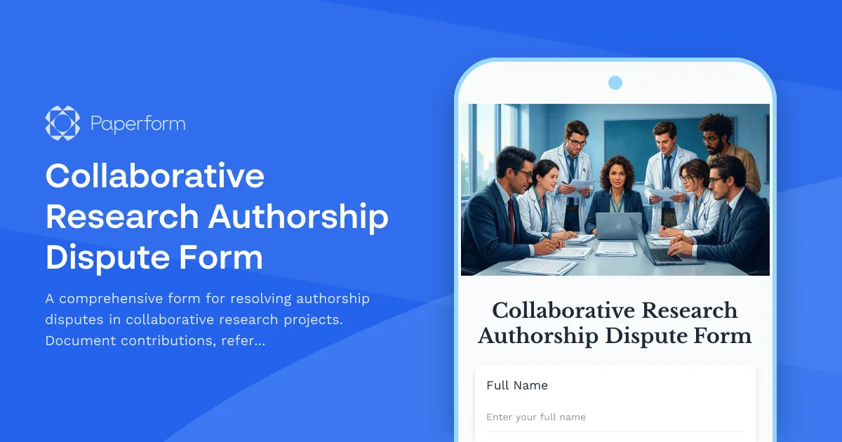Collaborative Research Authorship Dispute Form