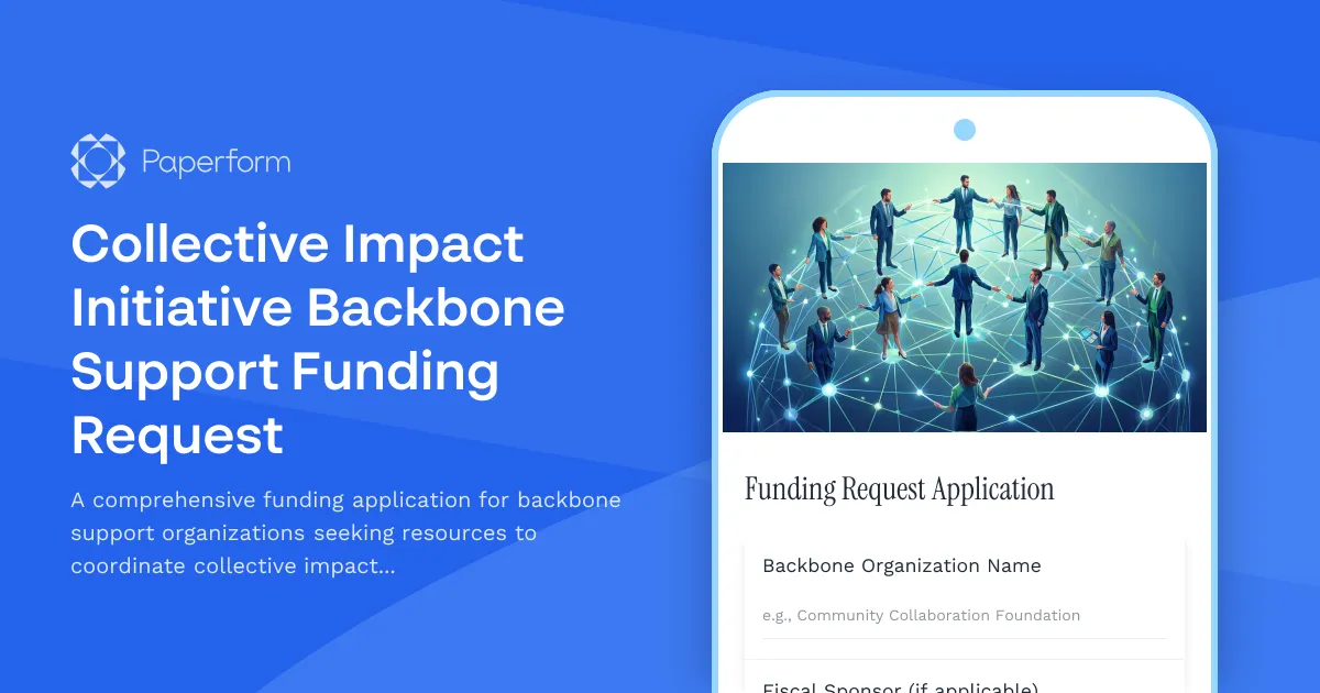 Collective Impact Initiative Backbone Support Funding Request
