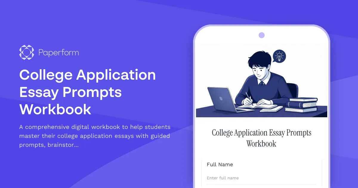 College Application Essay Prompts Workbook