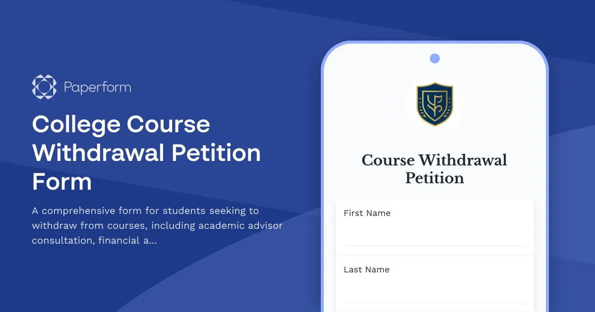 College Course Withdrawal Petition Form