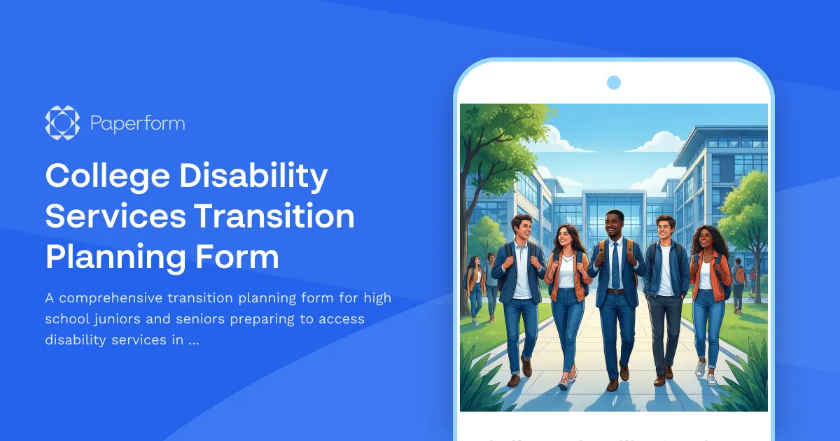College Disability Services Transition Planning Form