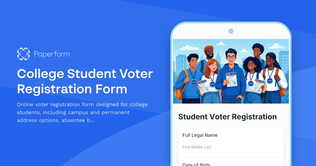 College Student Voter Registration Form
