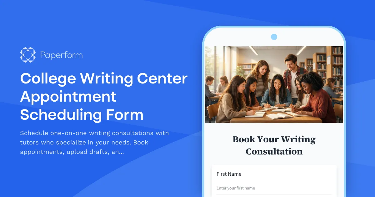 College Writing Center Appointment Scheduling Form