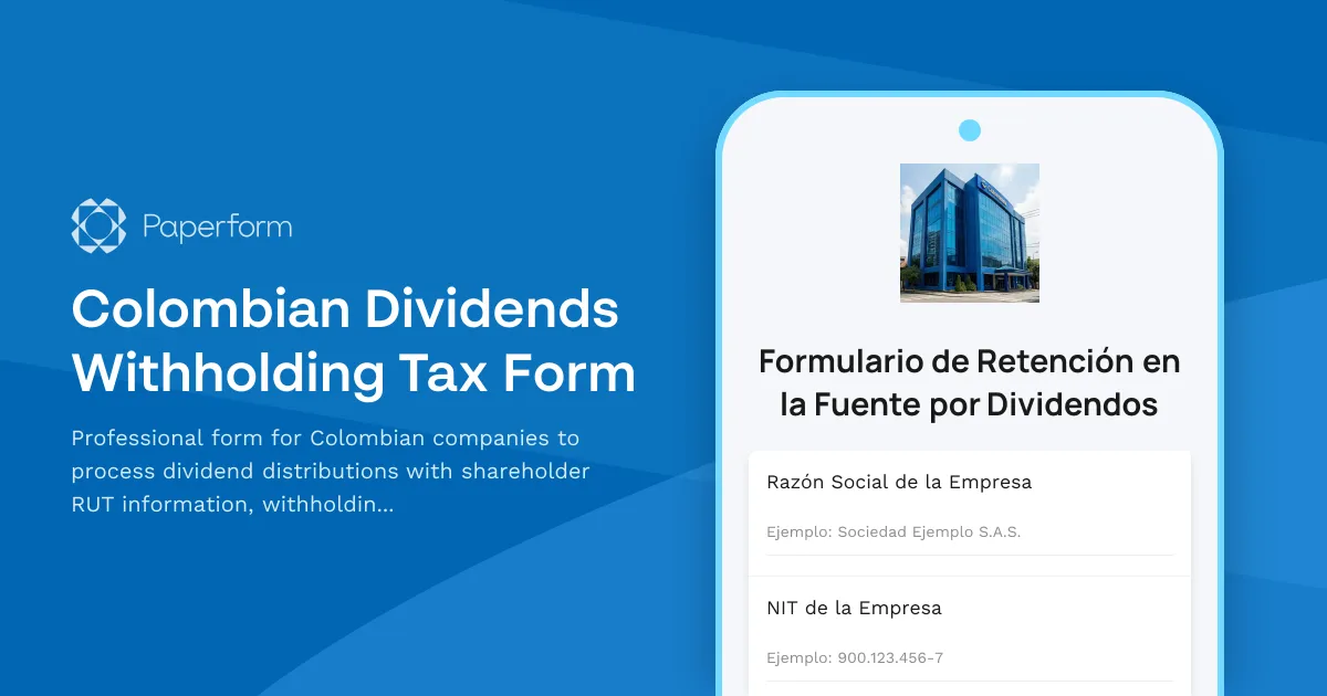 Colombian Dividends Withholding Tax Form