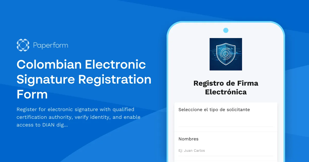Colombian Electronic Signature Registration Form