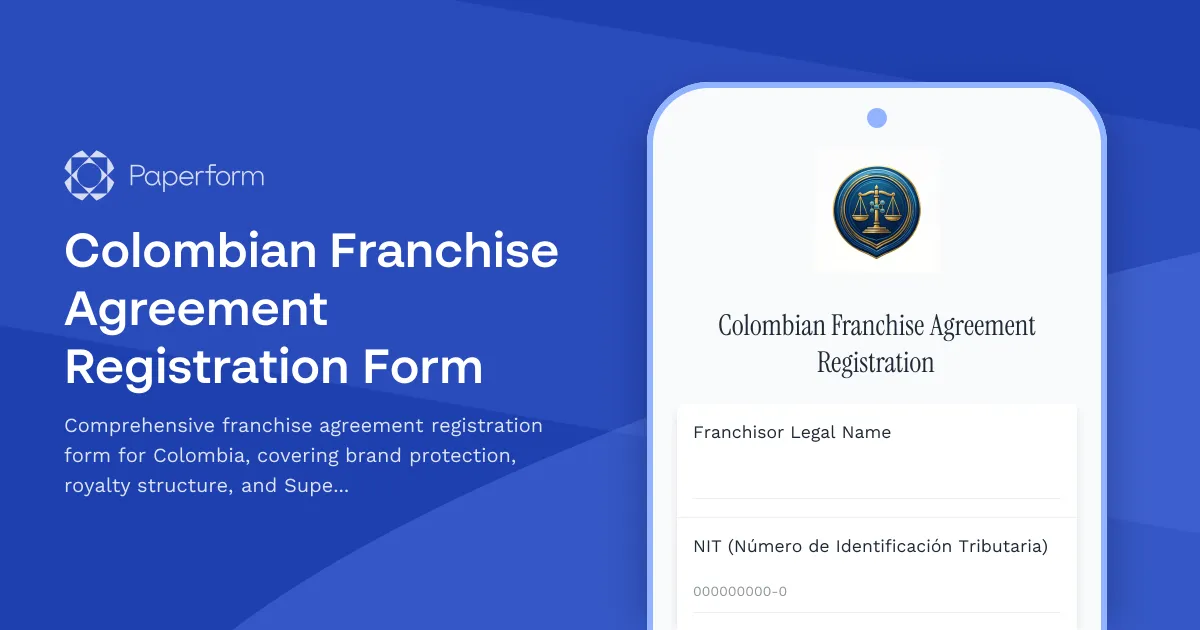 Colombian Franchise Agreement Registration Form