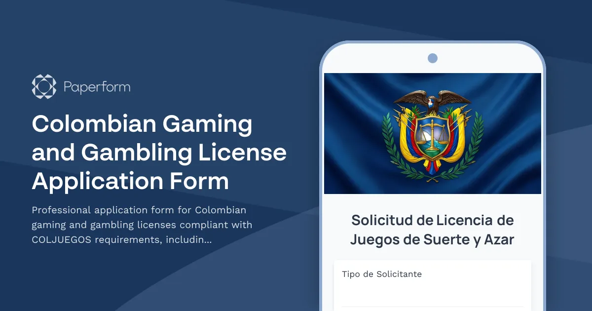 Colombian Gaming and Gambling License Application Form