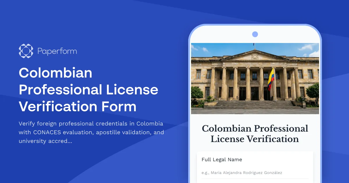 Colombian Professional License Verification Form