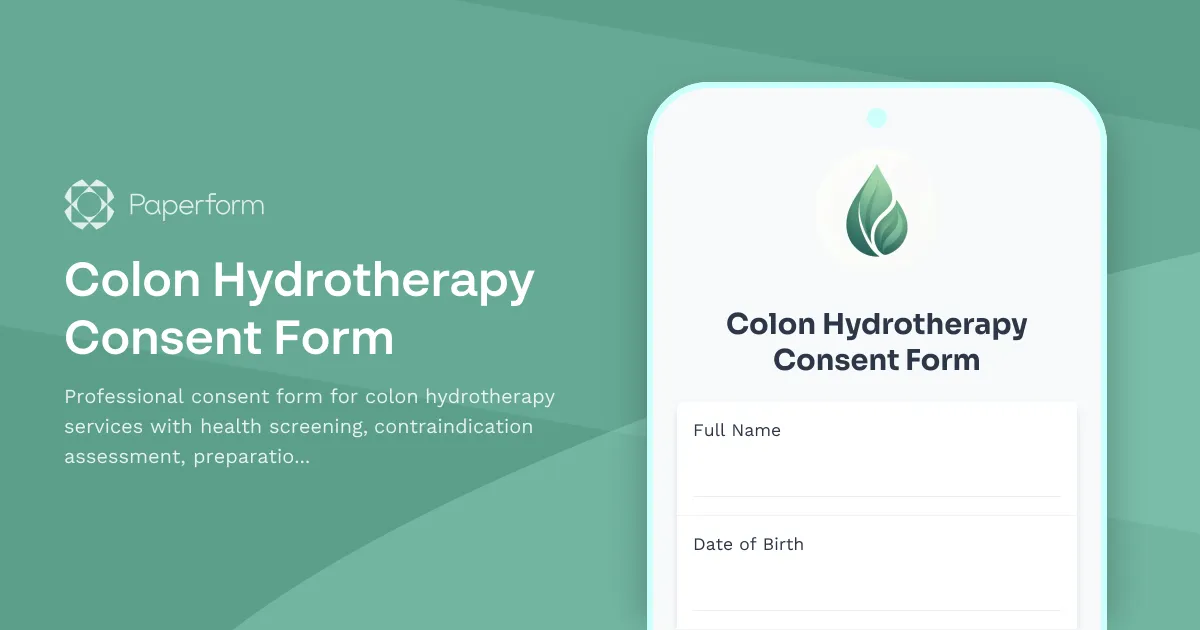 Colon Hydrotherapy Consent Form