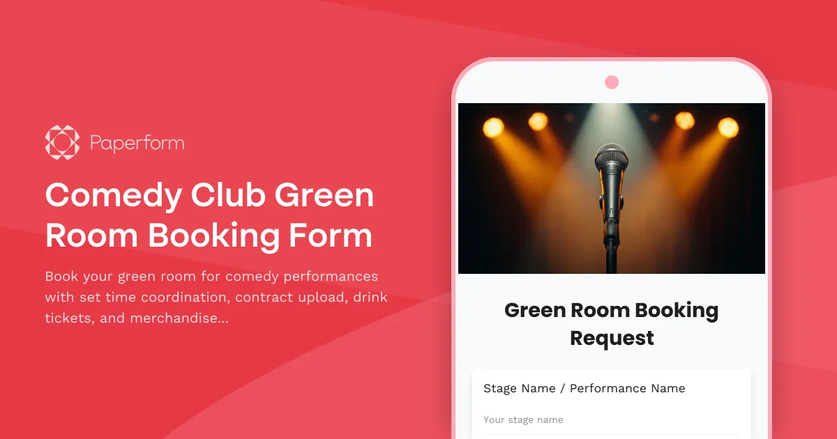 Comedy Club Green Room Booking Form
