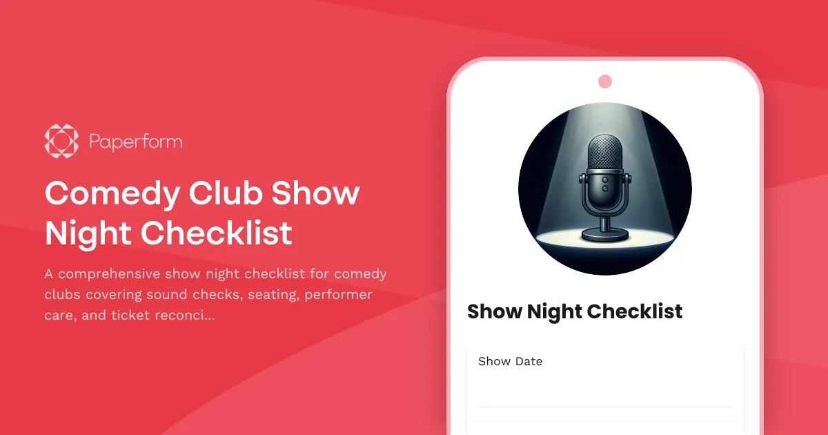 Comedy Club Show Night Checklist