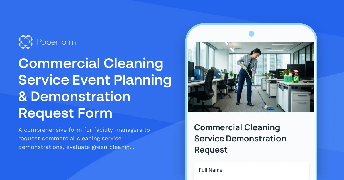 Commercial Cleaning Service Event Planning & Demonstration Request Form