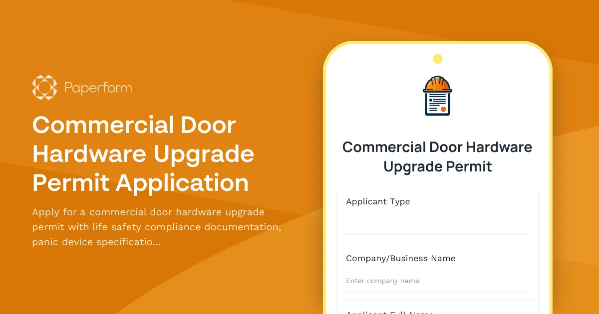 Commercial Door Hardware Upgrade Permit Application