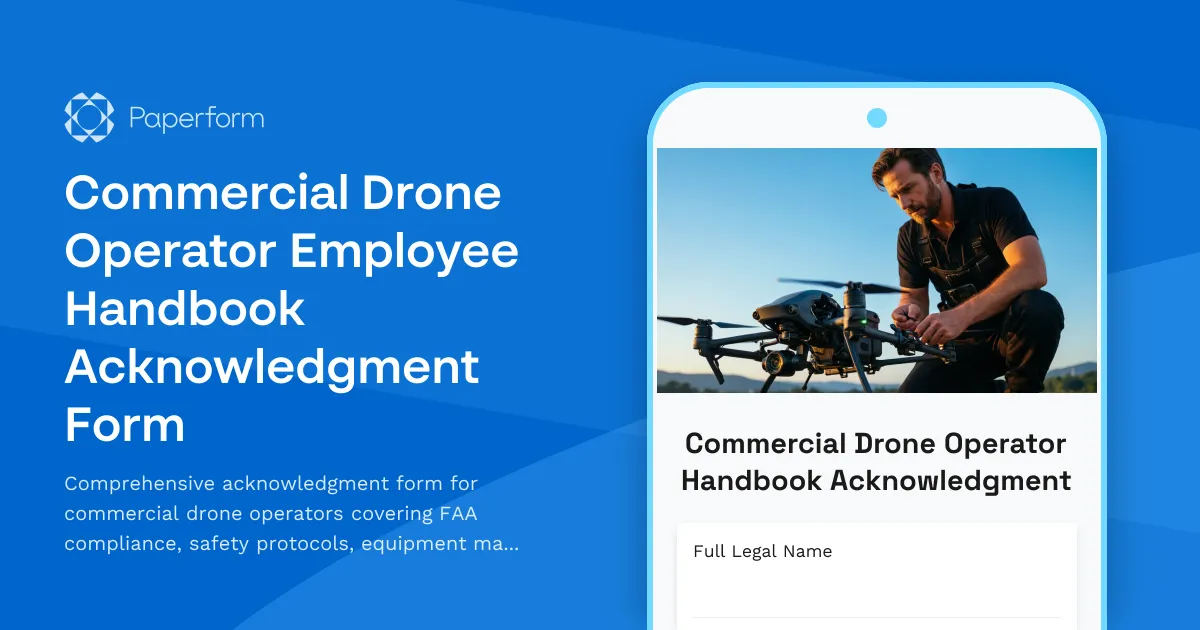 Commercial Drone Operator Employee Handbook Acknowledgment Form