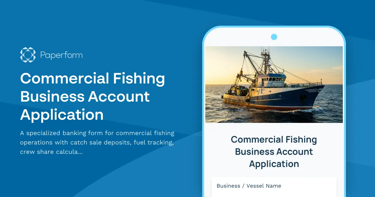 Commercial Fishing Business Account Application