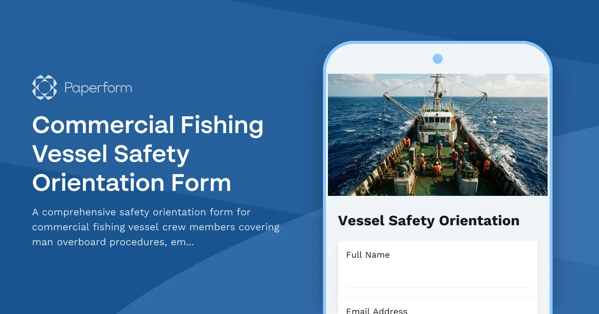Commercial Fishing Vessel Safety Orientation Form