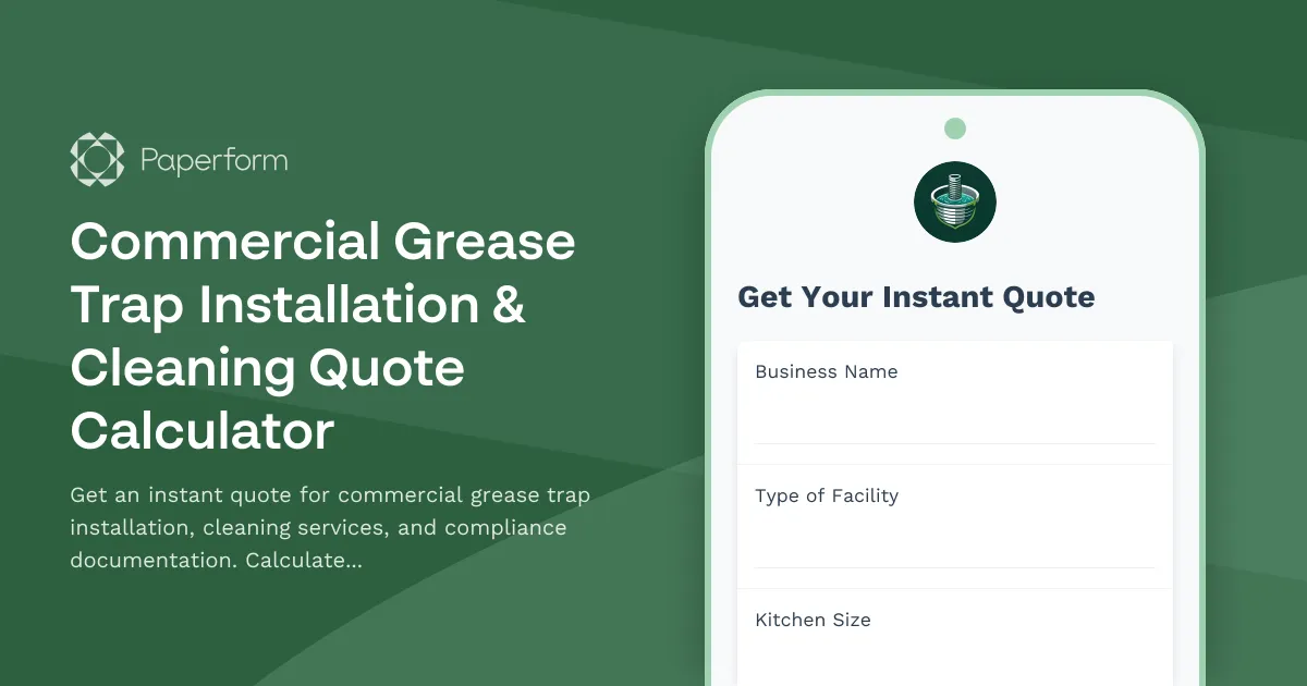 Commercial Grease Trap Installation & Cleaning Quote Calculator