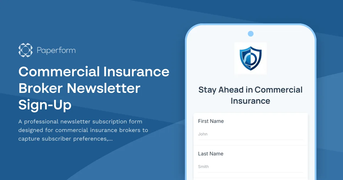 Commercial Insurance Broker Newsletter Sign-Up