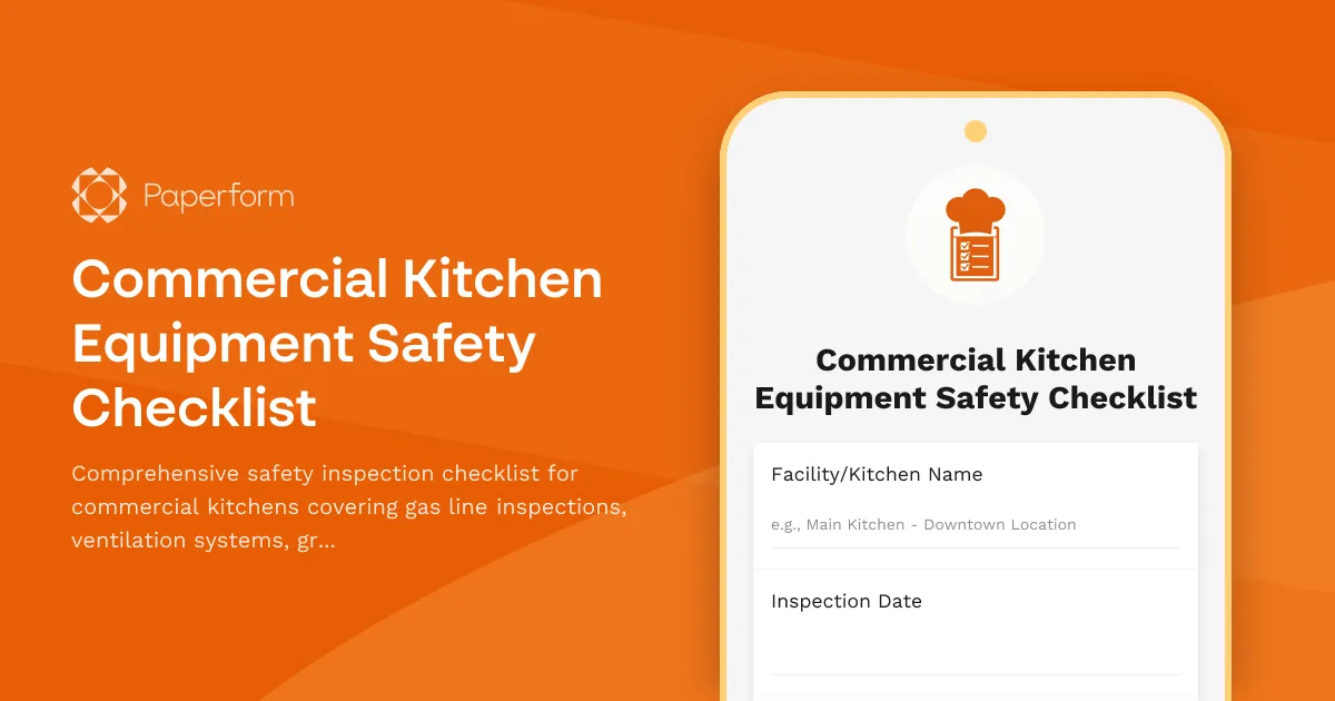 Commercial Kitchen Equipment Safety Checklist