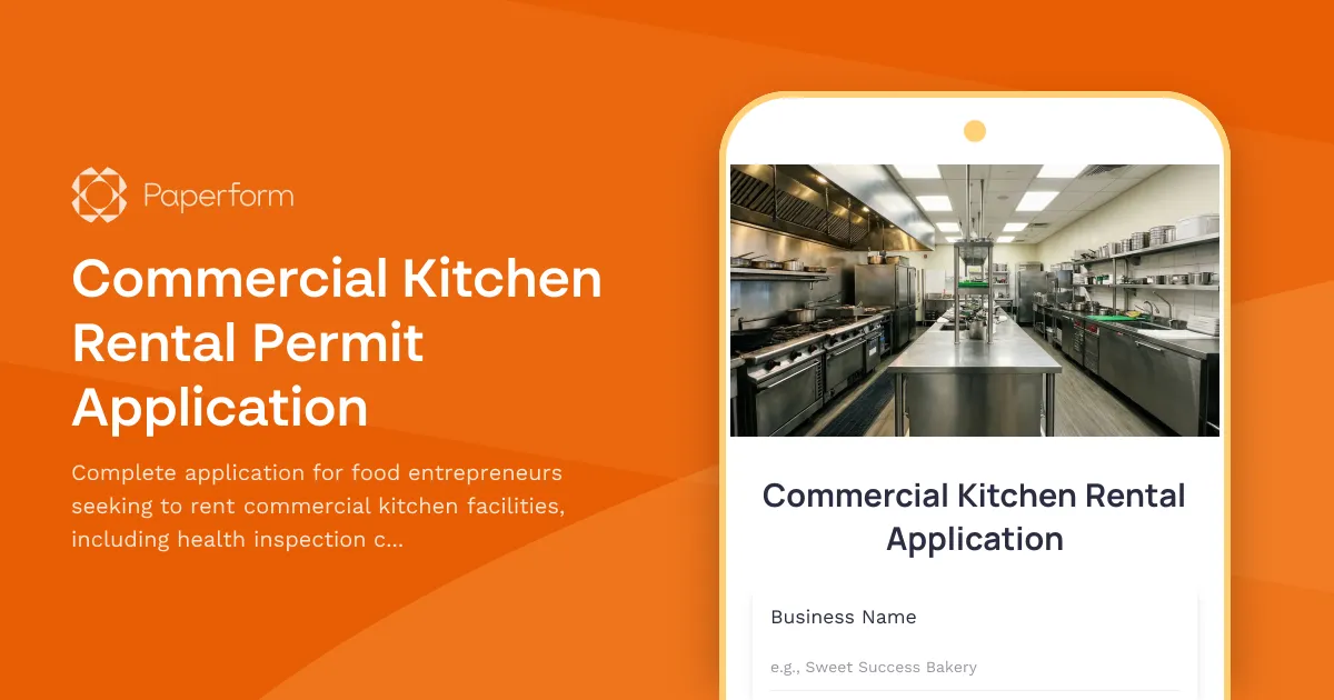 Commercial Kitchen Rental Permit Application
