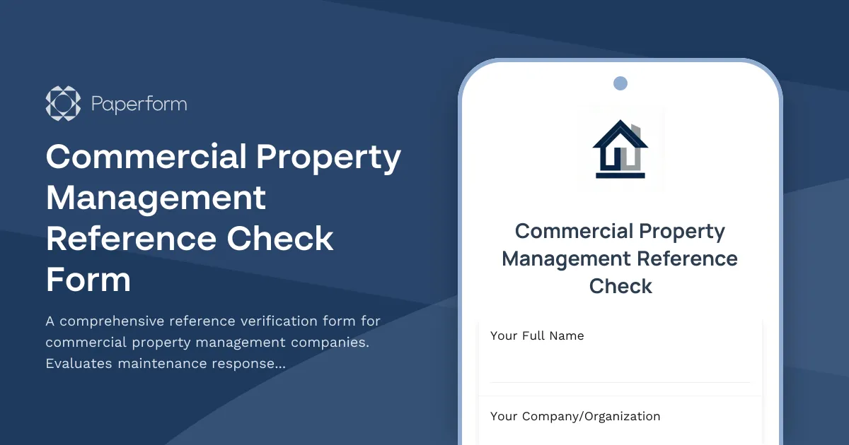 Commercial Property Management Reference Check Form