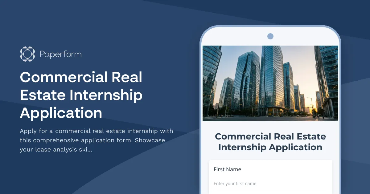 Commercial Real Estate Internship Application