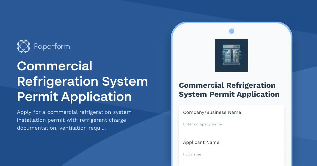 Commercial Refrigeration System Permit Application