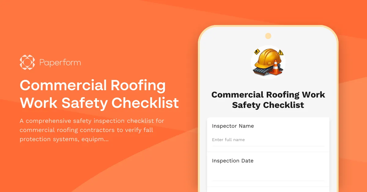 Commercial Roofing Work Safety Checklist