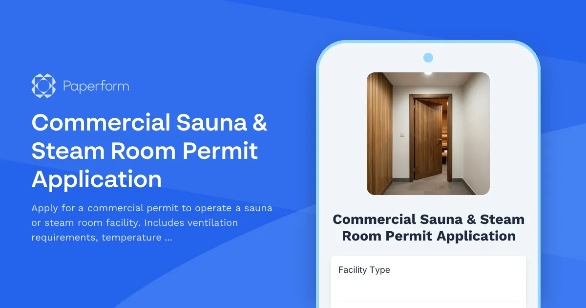 Commercial Sauna & Steam Room Permit Application