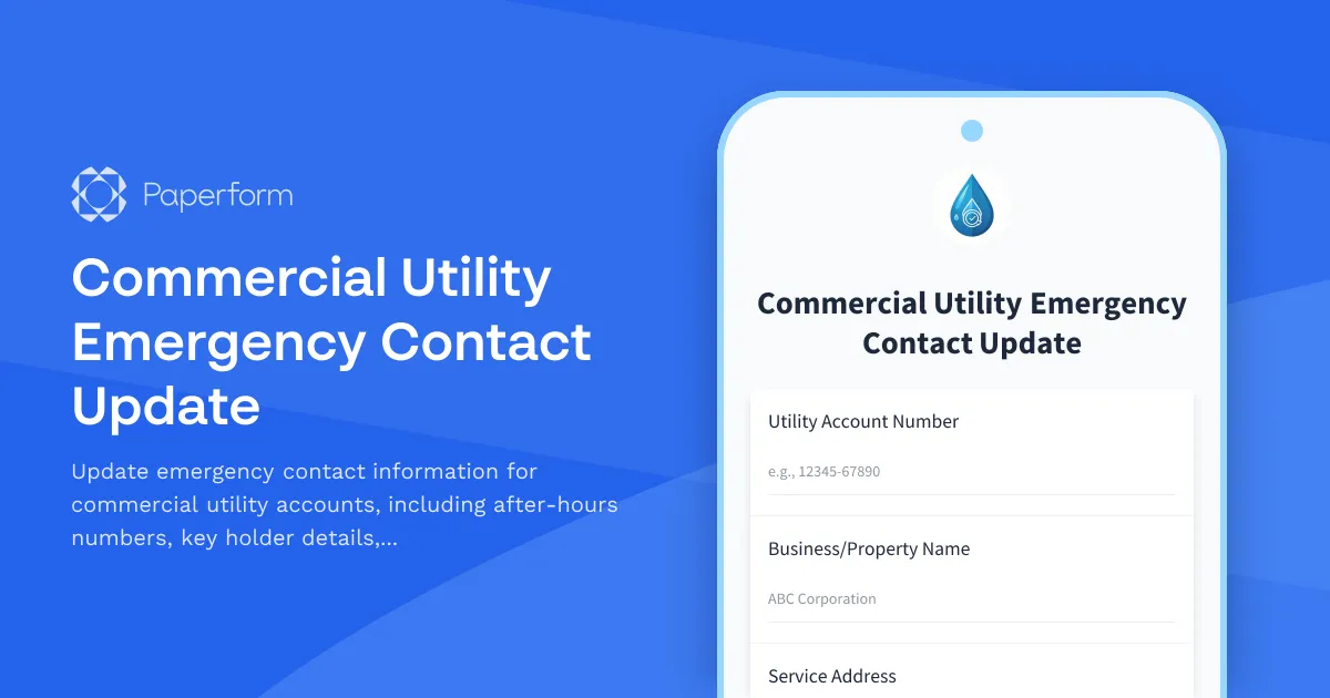 Commercial Utility Emergency Contact Update