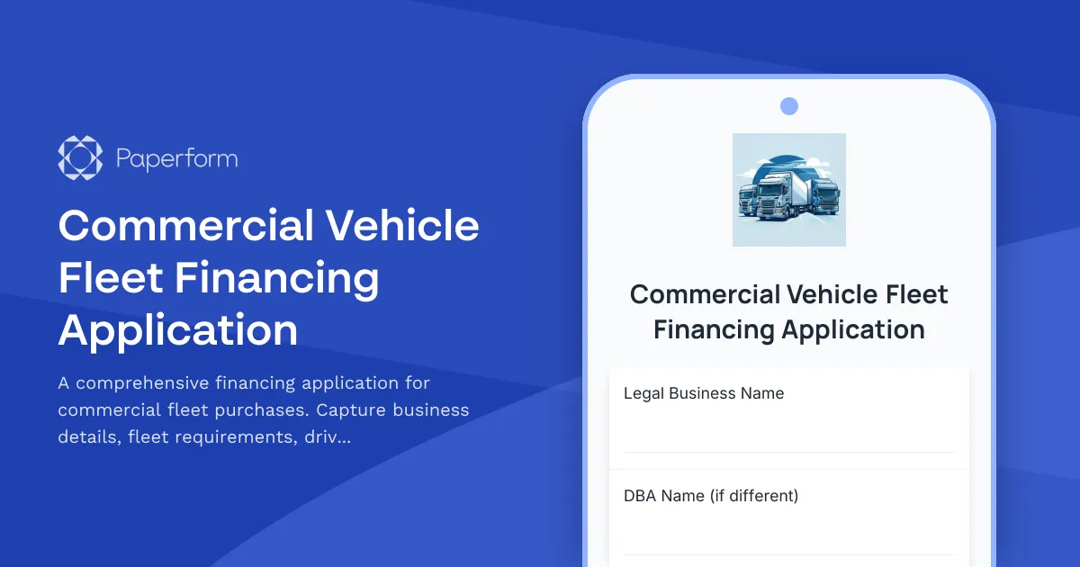 Commercial Vehicle Fleet Financing Application