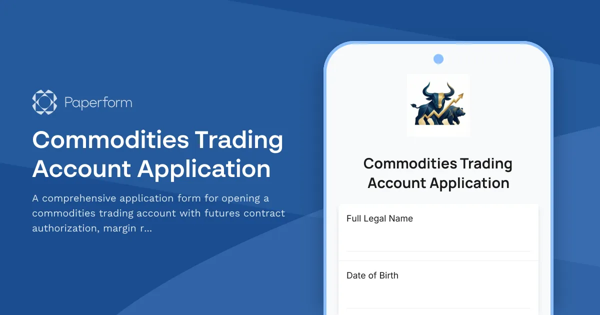Commodities Trading Account Application