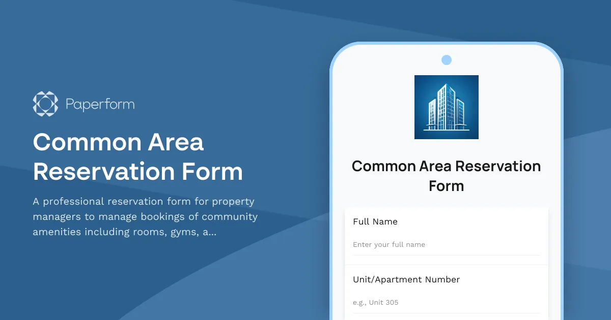 Common Area Reservation Form
