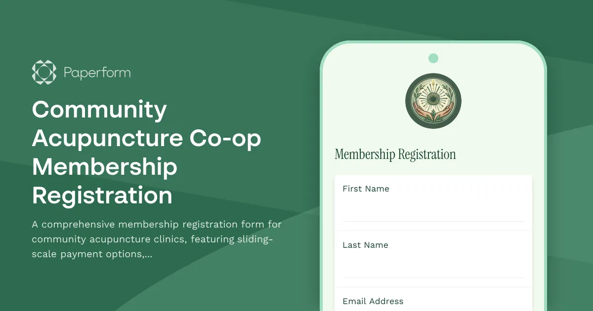 Community Acupuncture Co-op Membership Registration