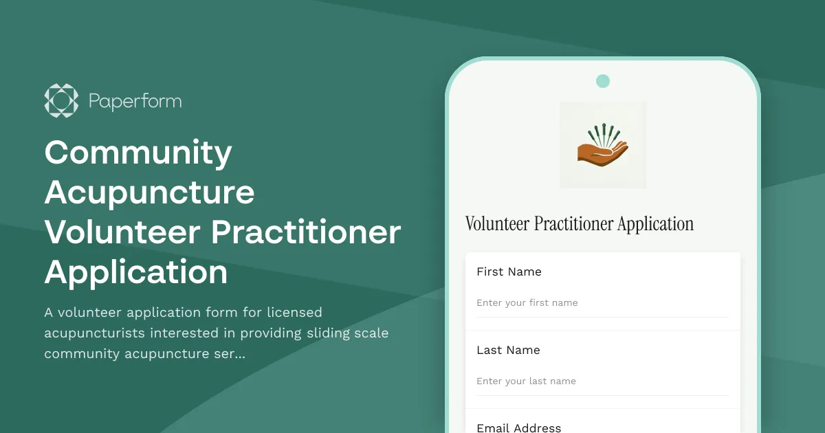 Community Acupuncture Volunteer Practitioner Application