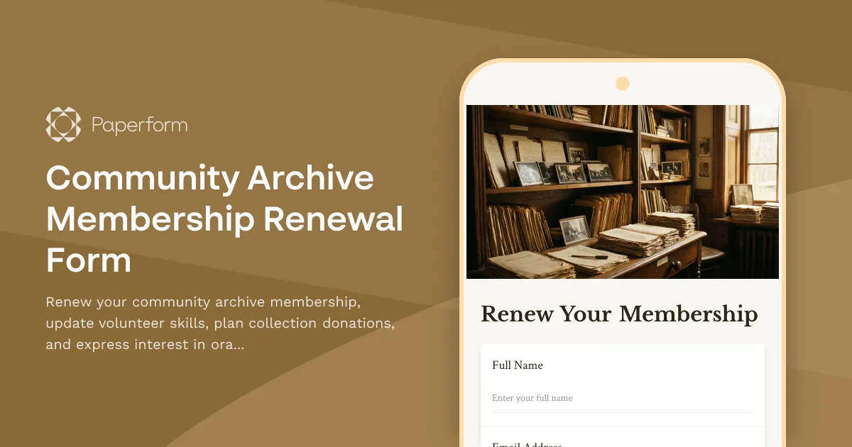 Community Archive Membership Renewal Form