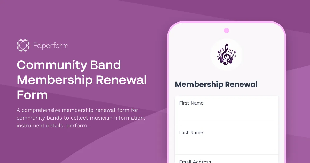Community Band Membership Renewal Form