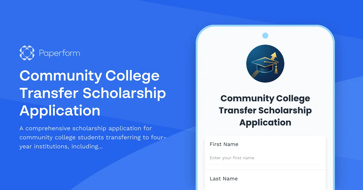 Community College Transfer Scholarship Application